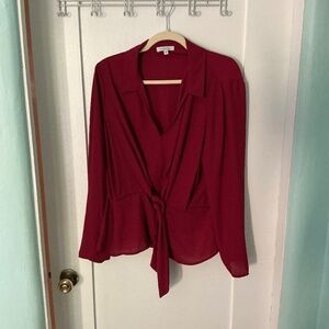 Women’s Burgundy Wrap Blouse – Size 1X